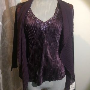 2Piece Set Sleeveless Blouse and Cardigan